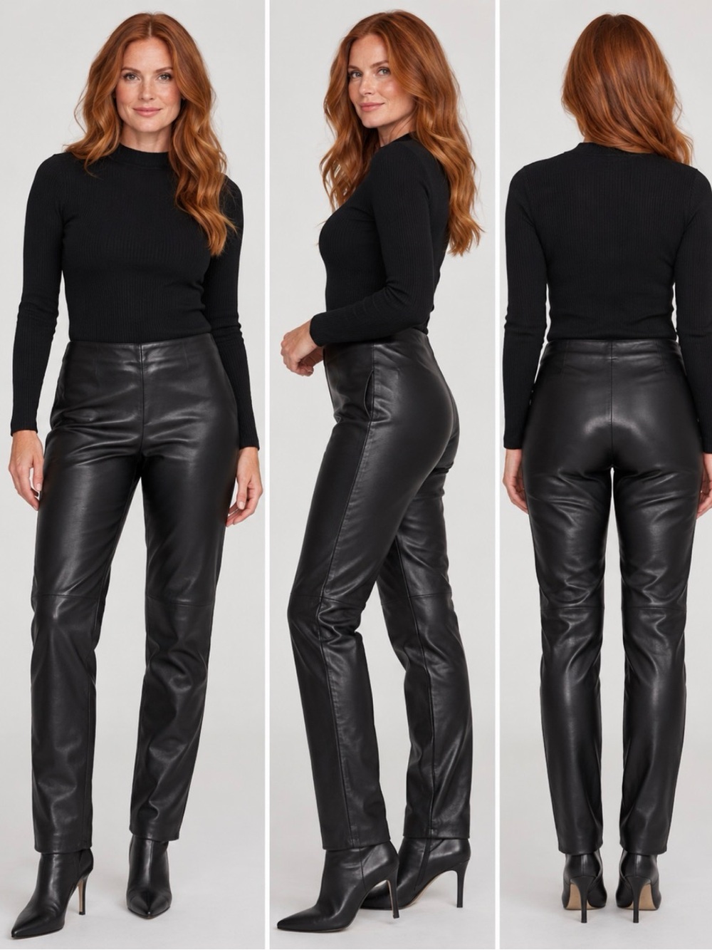 Danier Black Lamb Leather Pants with Branded Tag Size 8, polyester on back.